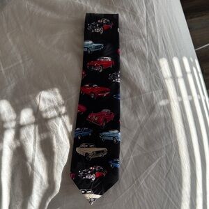Classic Car Patterned Black Tie
